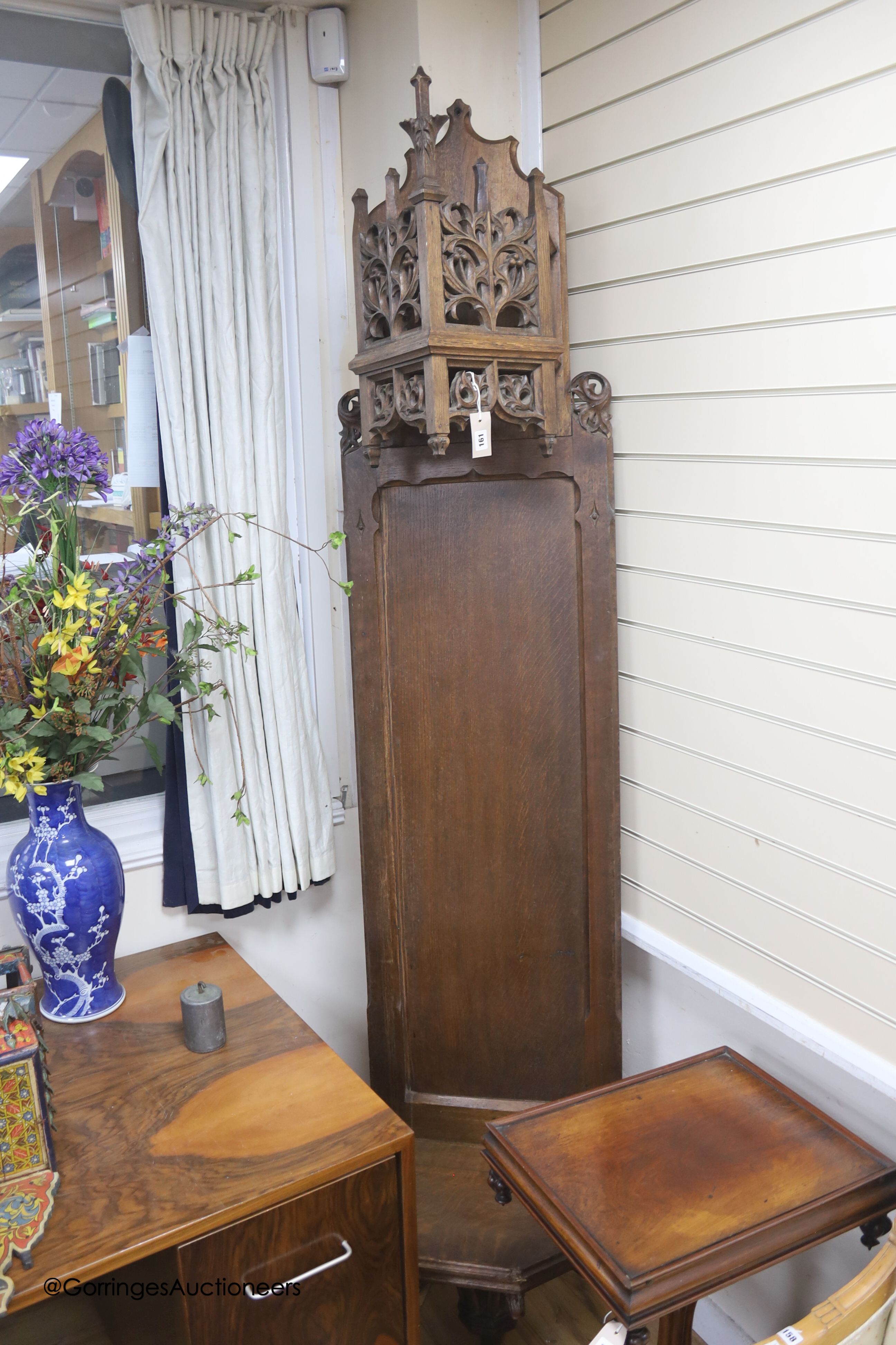 A Gothic carved oak wall niche, height 236cm